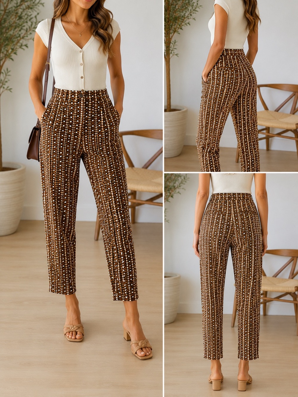 Mauve by Anthropologie | Retro Geometric Mod Slim Trouser Pants | Size 12-14